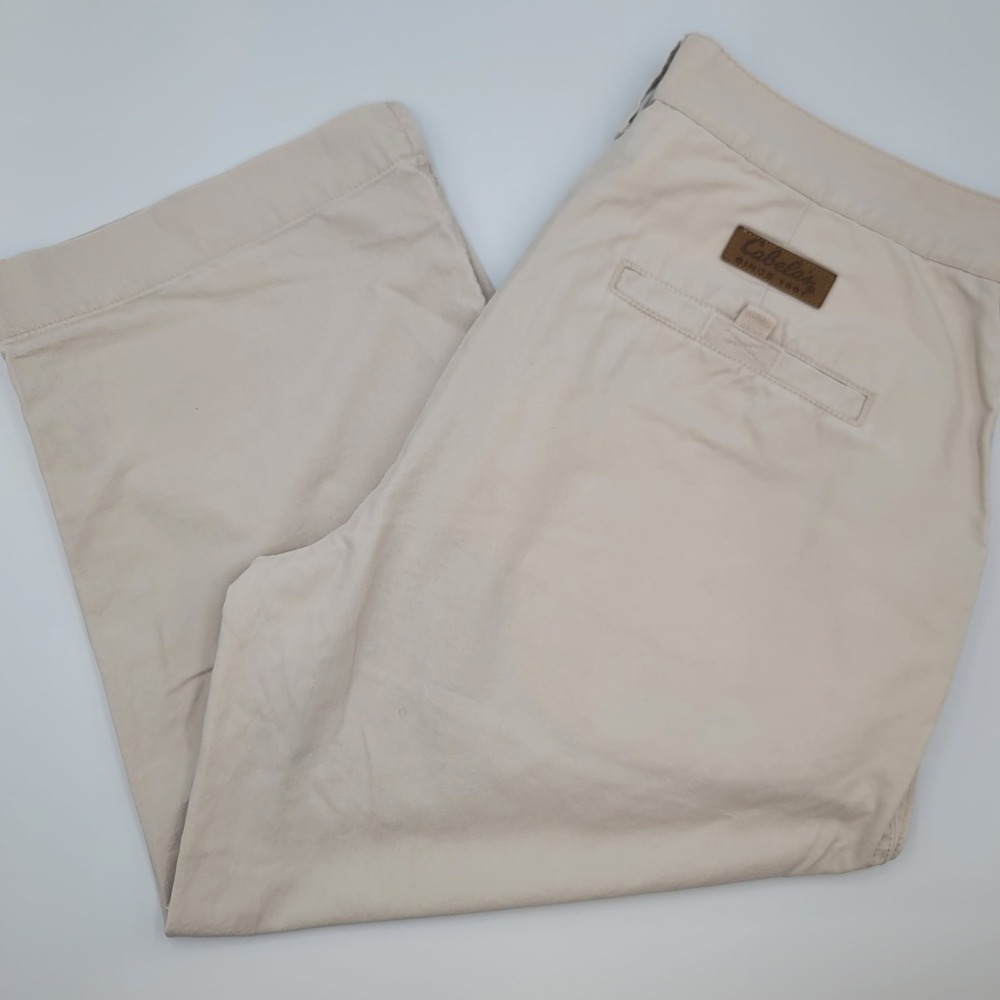 Cabelas For Women Khaki Capri Pants Size 10 Reg Stone Cotton Twill 913055 Hiking